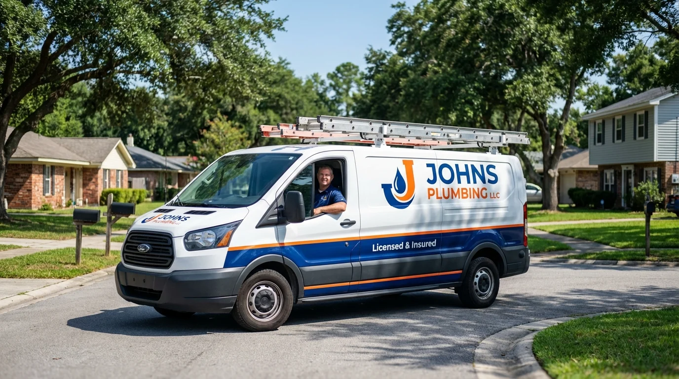 Johns Plumbing LLC service van in North Liberty, IN