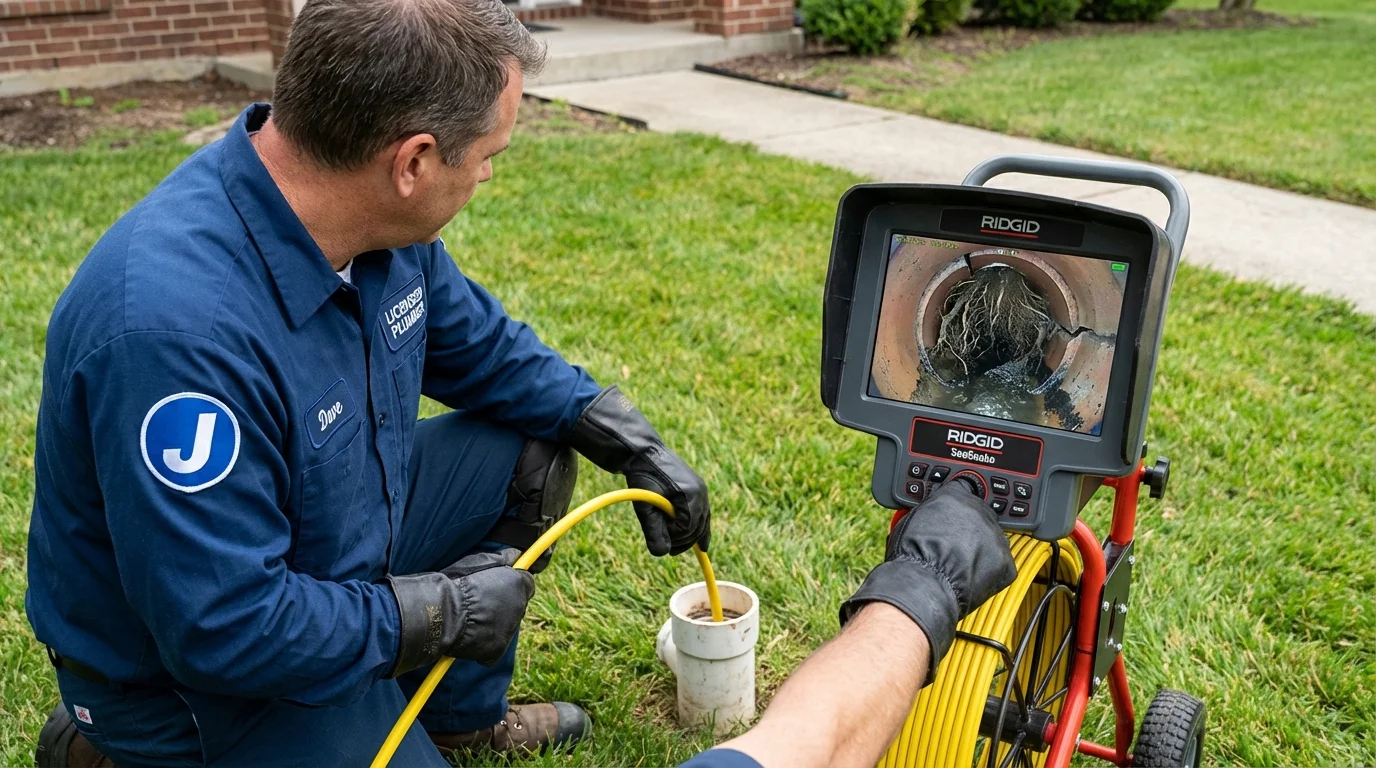 Sewer camera inspection being performed by Johns Plumbing LLC in North Liberty