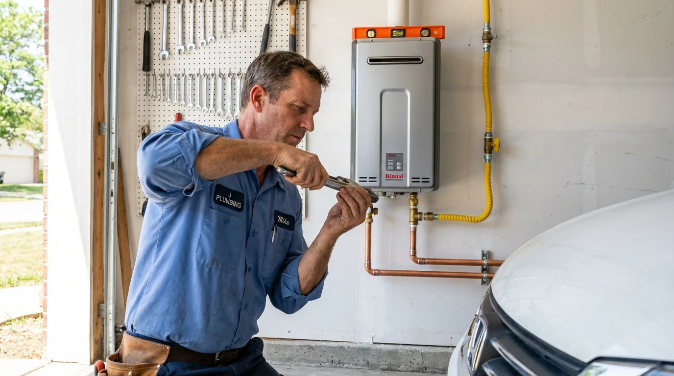 Tankless water heater installation by a Johns Plumbing LLC plumber in North Liberty